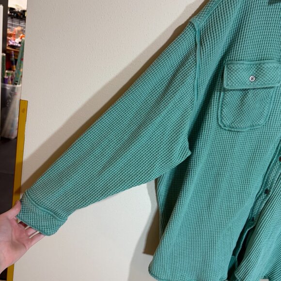 Aerie Lumber Jane Waffle Button Down Shirt Shacket - Picture 4 of 10